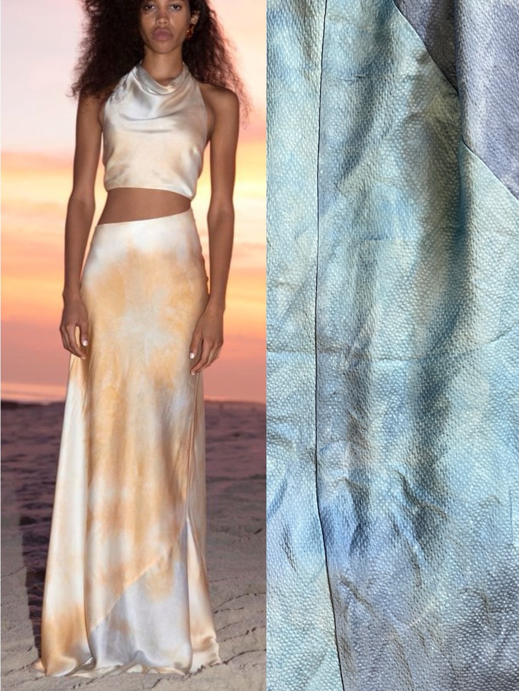 Auteur Chloe Cut Out Dress In Blue Tie Dye Print